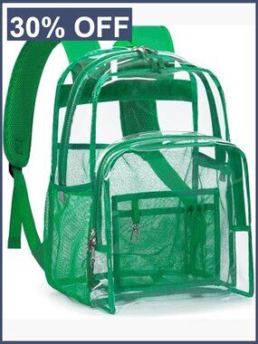 Large Heavy Duty TPU Clear Backpack with Multiple Pockets, See Through Book Bag